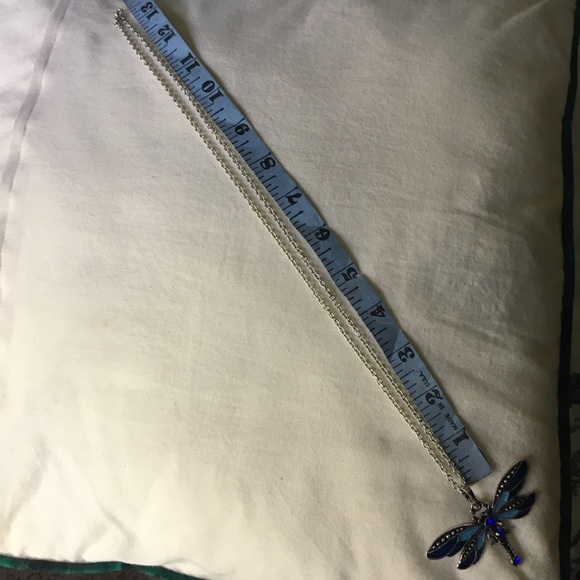 Blue dragonfly pendant with crystals - Picture 5 of 7